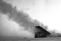 Гвардейский миномет БМ-13 на шасси трактора СТЗ-5 ведет огонь по окруженной группировке немецких войск. Донской фронт, январь 1943 г.